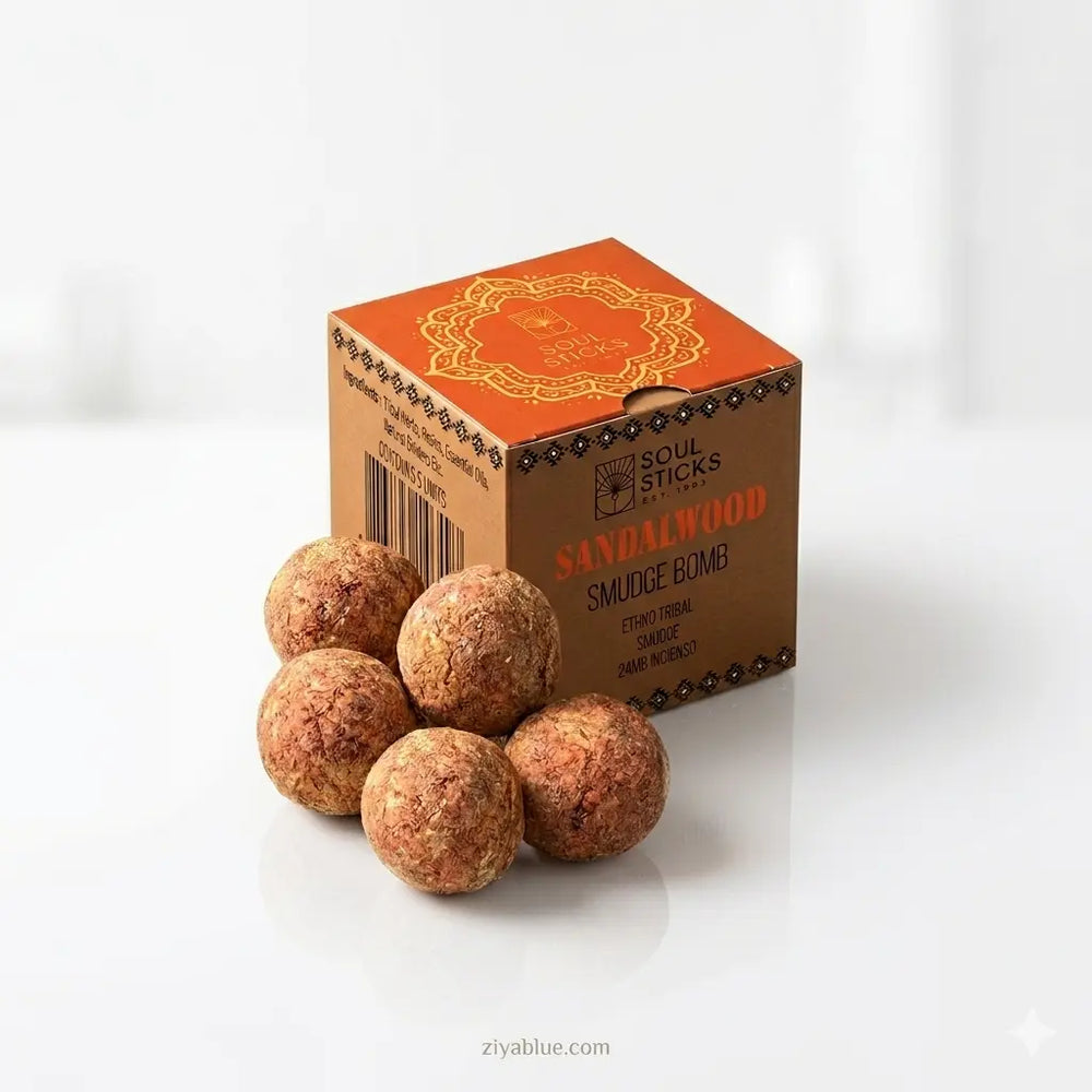 Sandalwood Smudge Bombs: 5-Pack Classic Zen Kit  Ziya Blue