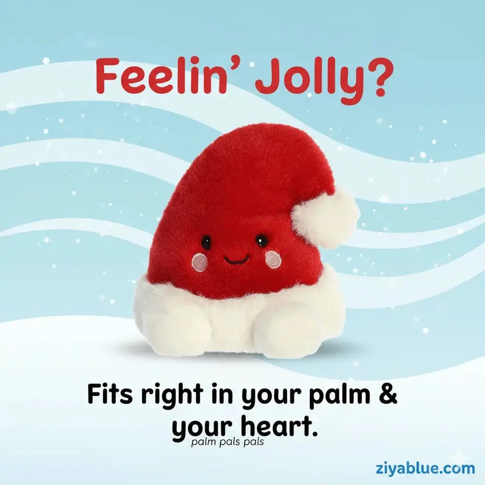 Santa Hat Plush | Palm Pals "Topper" 5" Weighted Christmas Friend Aurora Ziya Blue