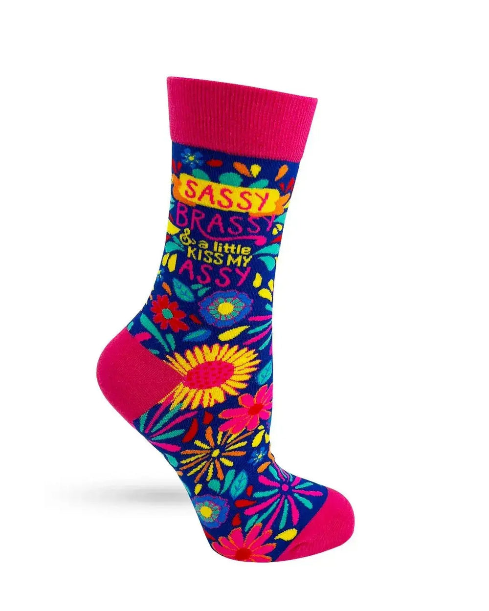 Sassy Brassy Socks: Funny Womens Crew Fabdaz Ziya Blue