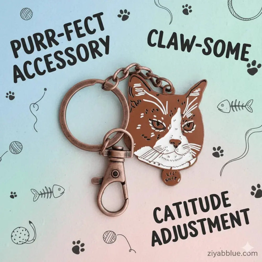 Sassy Enamel "Lil Shit" Funny Cat Keychain Stay Home Club Ziya Blue