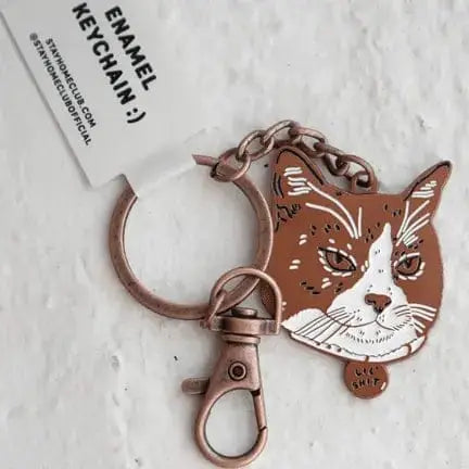 Sassy Enamel "Lil Shit" Funny Cat Keychain Stay Home Club Ziya Blue