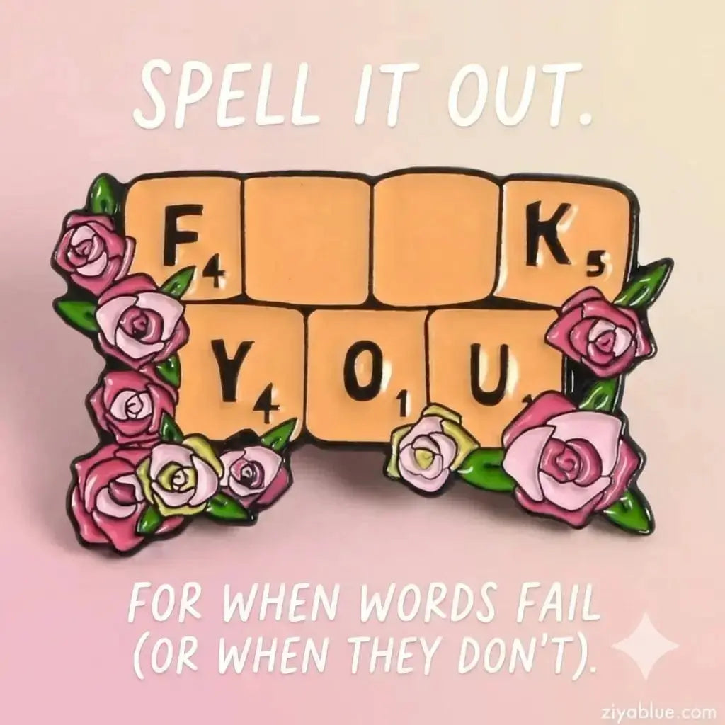 Sassy Scrabble Pin - Floral Wordplay Accessory Ziya Blue Ziya Blue