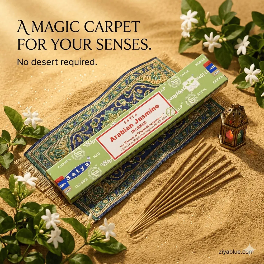 Satya Arabian Jasmine Incense Sticks (15 g) Designs by Deekay Inc. Ziya Blue