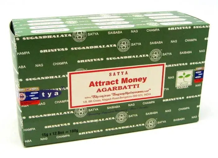 Satya Attract Money Incense | Authentic 15g Wealth & Abundance Blend Designs by Deekay Inc. Ziya Blue