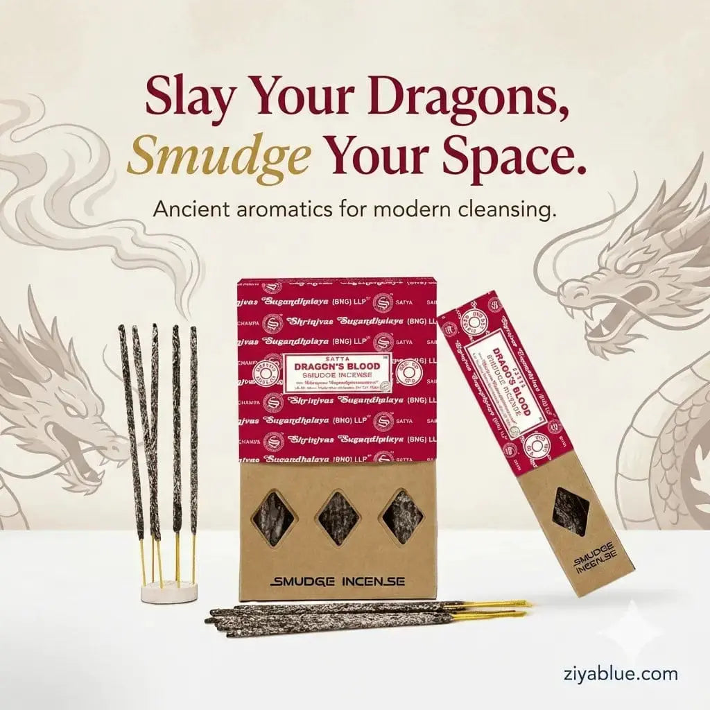 Satya Dragon's Blood Smudge Incense (25g) Designs by Deekay Inc. Ziya Blue