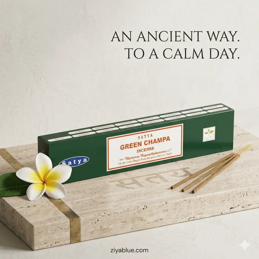 Satya Green Champa Incense Designs by Deekay Inc. Ziya Blue