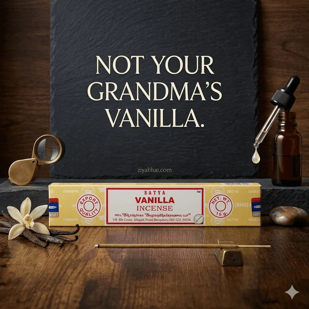 Satya Vanilla Incense | Authentic 15g Hand-Rolled Sticks Designs by Deekay Inc. Ziya Blue
