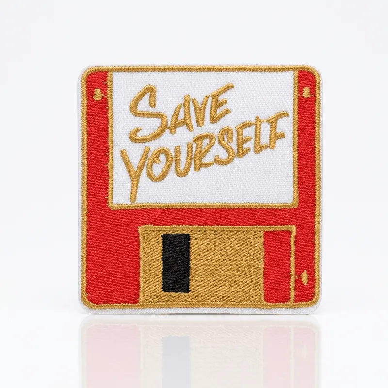 Save Yourself Patch: Retro Floppy Disk Iron-On  Ziya Blue