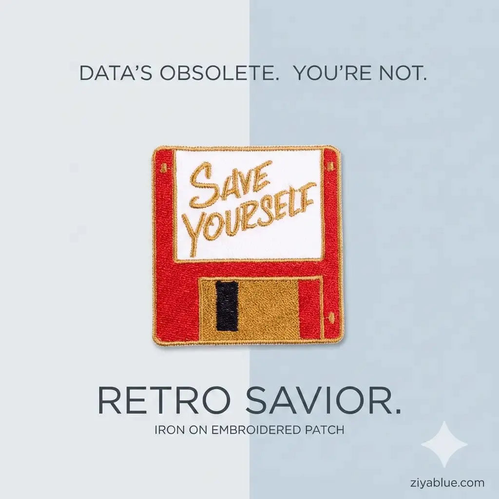 Save Yourself Patch: Retro Floppy Disk Iron-On Ziya Blue Ziya Blue