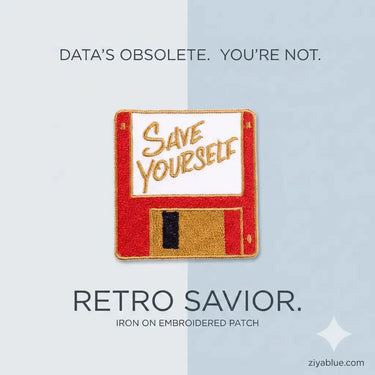 Save Yourself Patch: Retro Floppy Disk Iron-On Ziya Blue Ziya Blue