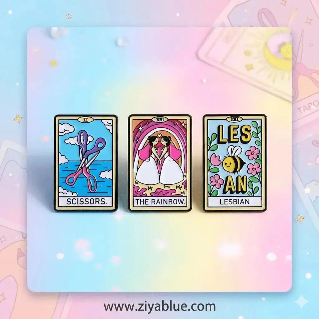 Scissor Sisters Tarot Enamel Pin: LGBTQ+ Pride Accessory 🌈✨ Ziya Blue Ziya Blue