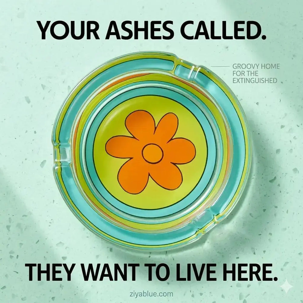 Scoobie Snacks: The Groovy Retro Floral Glass Ashtray Ziya Blue Ziya Blue