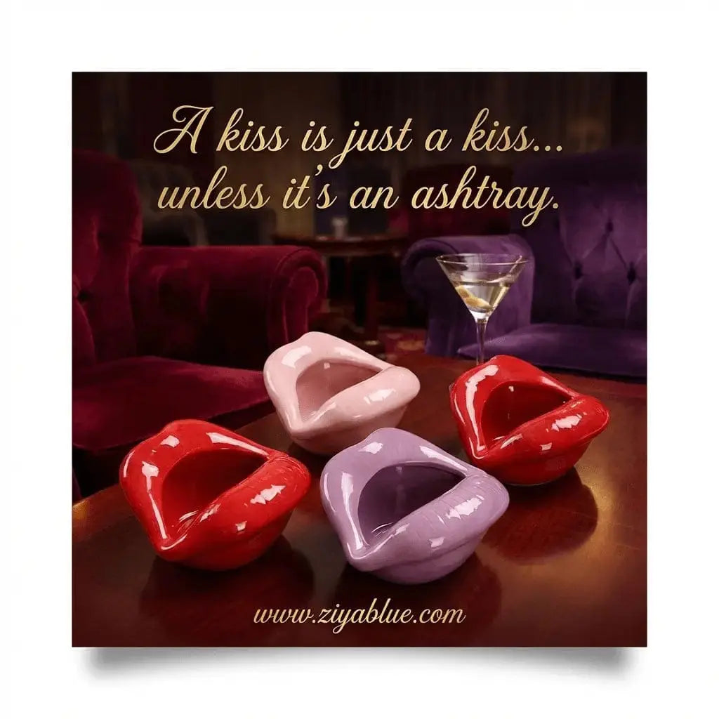 Sealed with a Kiss: Lips Shaped Ceramic Ashtray Ziya Blue Ziya Blue