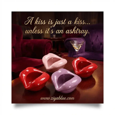 Sealed with a Kiss: Lips Shaped Ceramic Ashtray Ziya Blue Ziya Blue