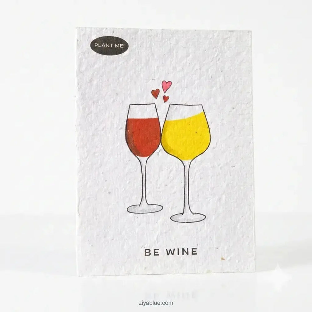 Seed Paper Valentine's Card: "Be Wine" Eco-Friendly Gift Plantable Greetings Ziya Blue