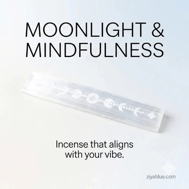 Selenite Incense Burner: 8" Celtic Moon Ash Catcher Designs by Deekay Inc. Ziya Blue