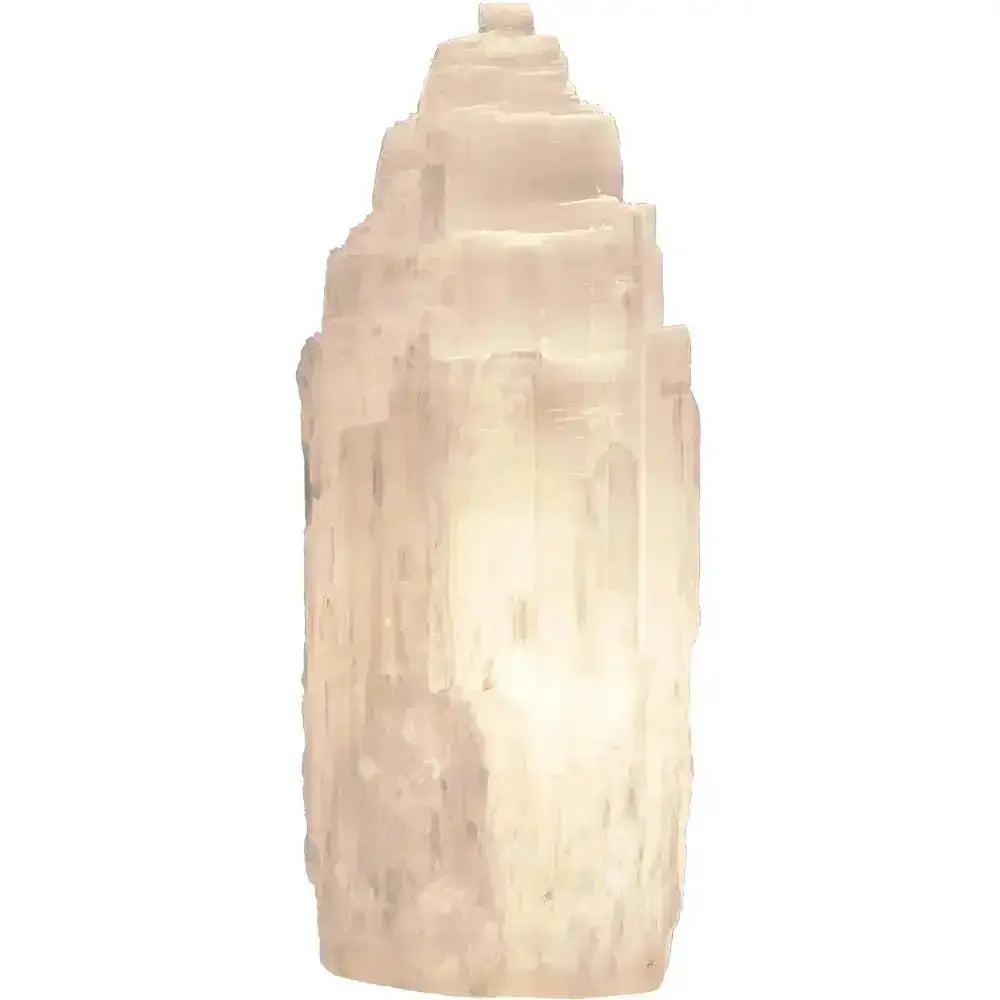Selenite Lamp: 8" Natural Skyscraper Tower Kheops International Ziya Blue