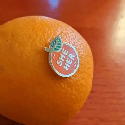 She Her Pronoun Orange Pin Misomomo Ziya Blue