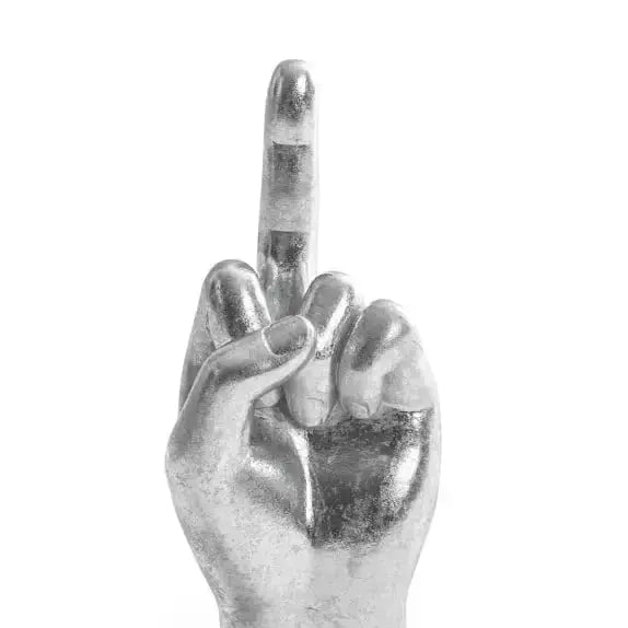 Silver Middle Finger Ornament: 21cm Desk Decor McGowan & Rutherford Ltd Ziya Blue