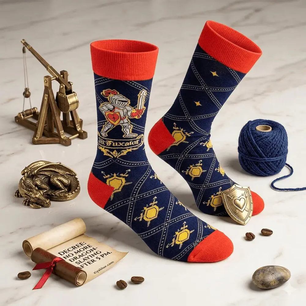 Sir Fuxalot Socks: Funny Mens Crew Fabdaz Ziya Blue