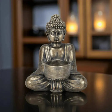 Sitting Buddha Tealight Holder Abbott Ziya Blue
