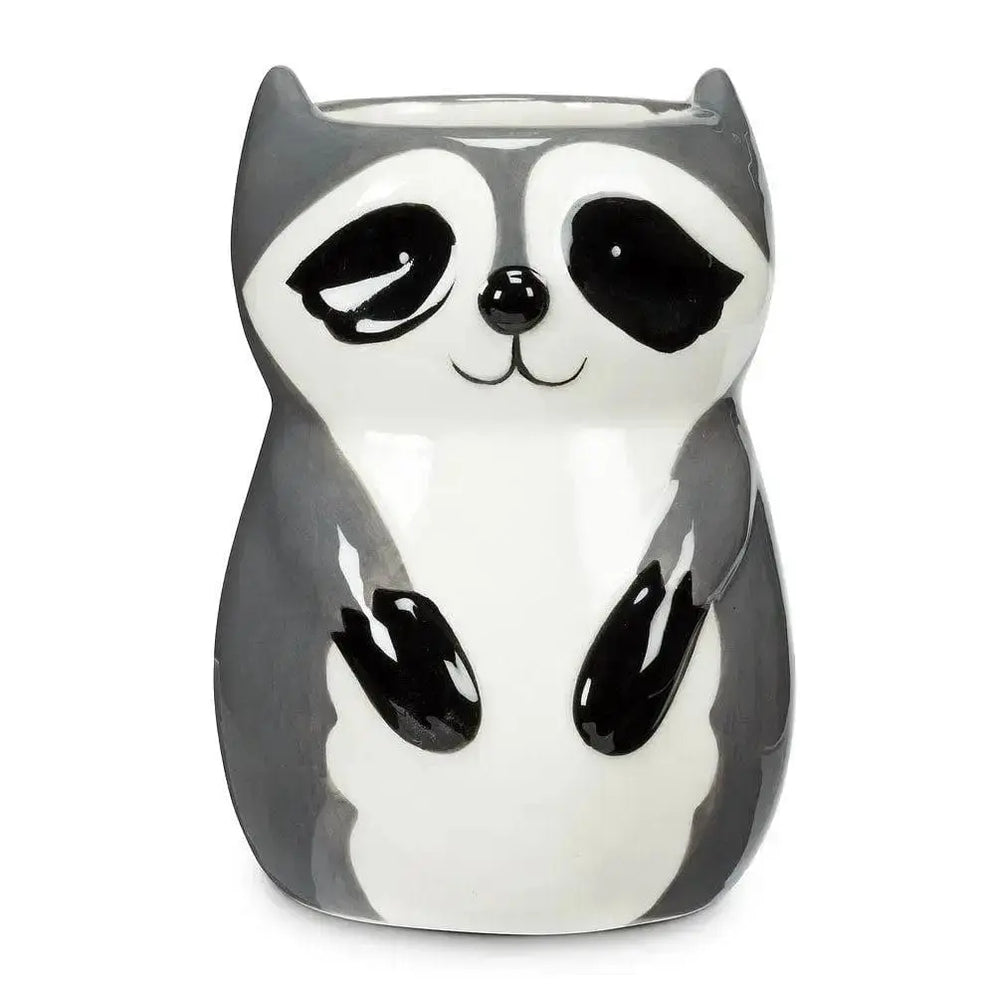 Sitting Raccoon Planter - 4" Ceramic Woodland Animal Pot Abbott Ziya Blue