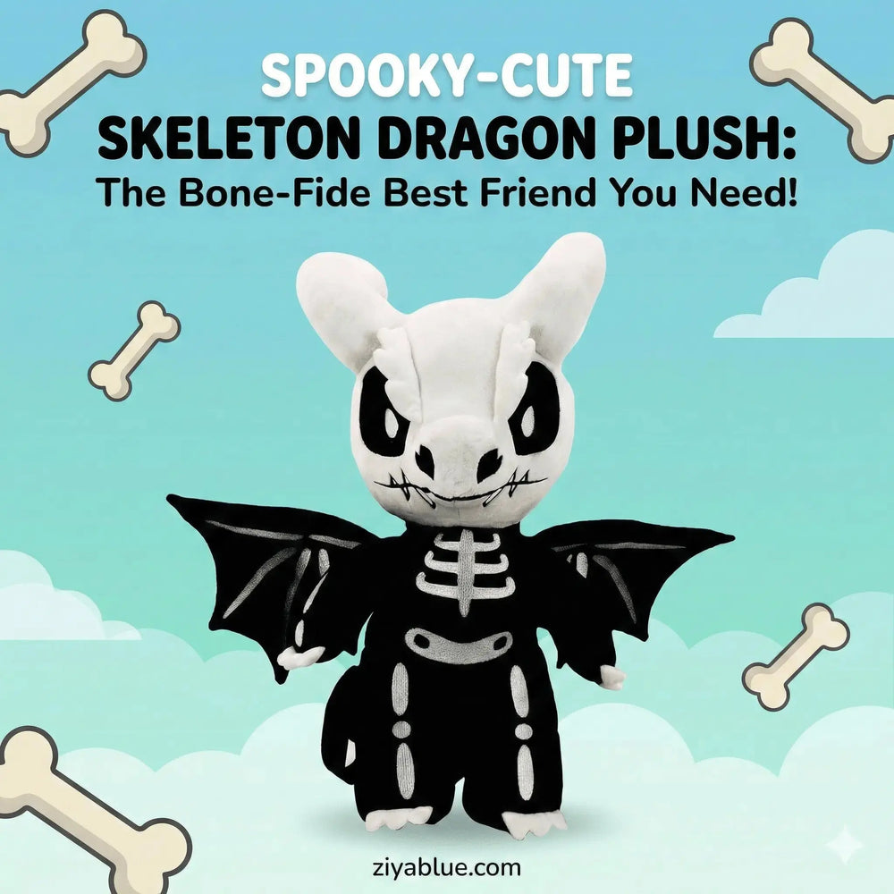 Skeleton Dragon Plush Backpack | Gothic Stuffed Animal Bag COMECO INC Ziya Blue