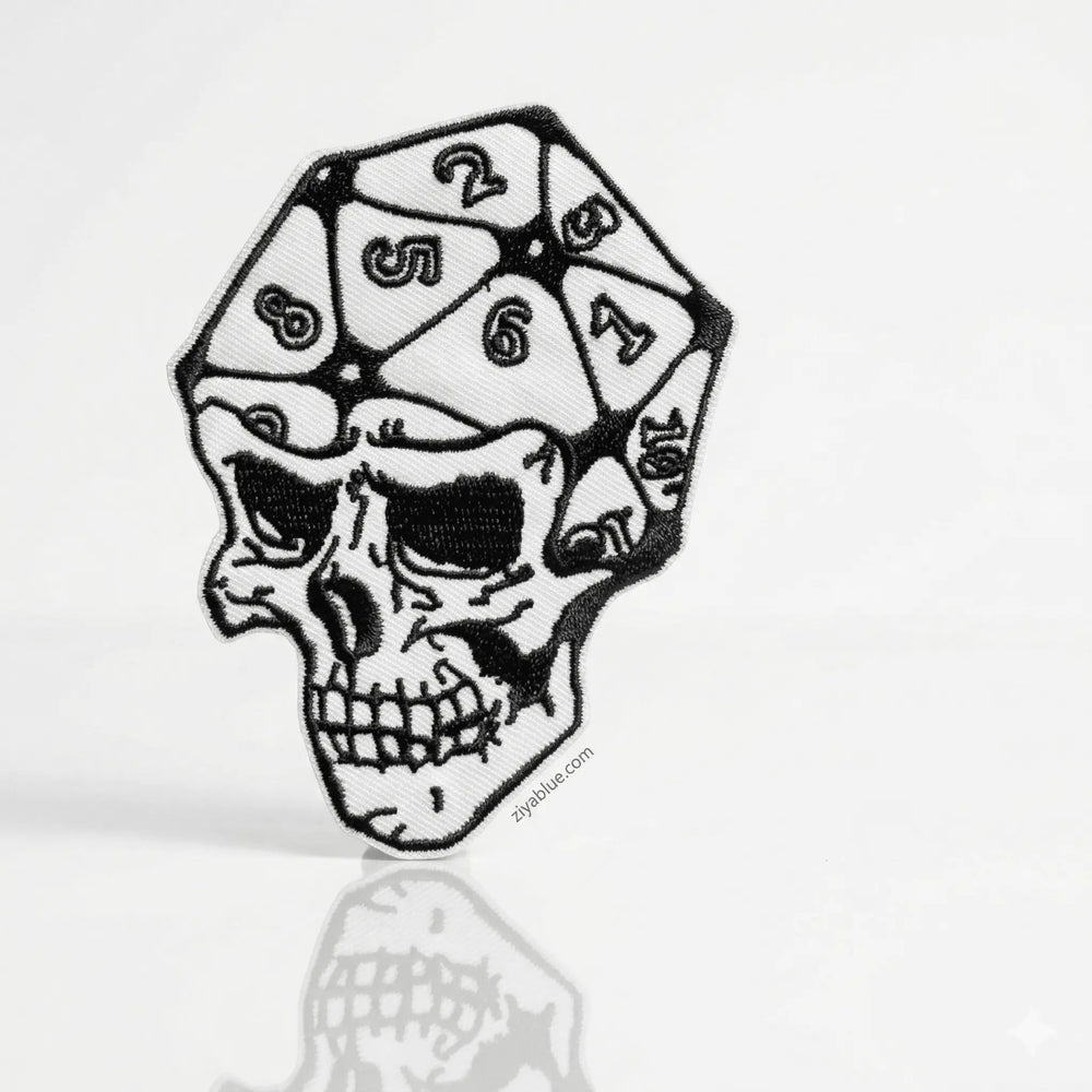 Skull Dice Embroidered Patch: The D20 Gaming Badge Ziya Blue Ziya Blue