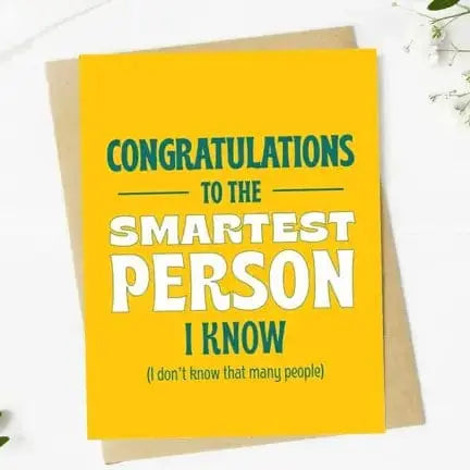 Smartest Person Card: Funny Graduation Greeting Faire Ziya Blue