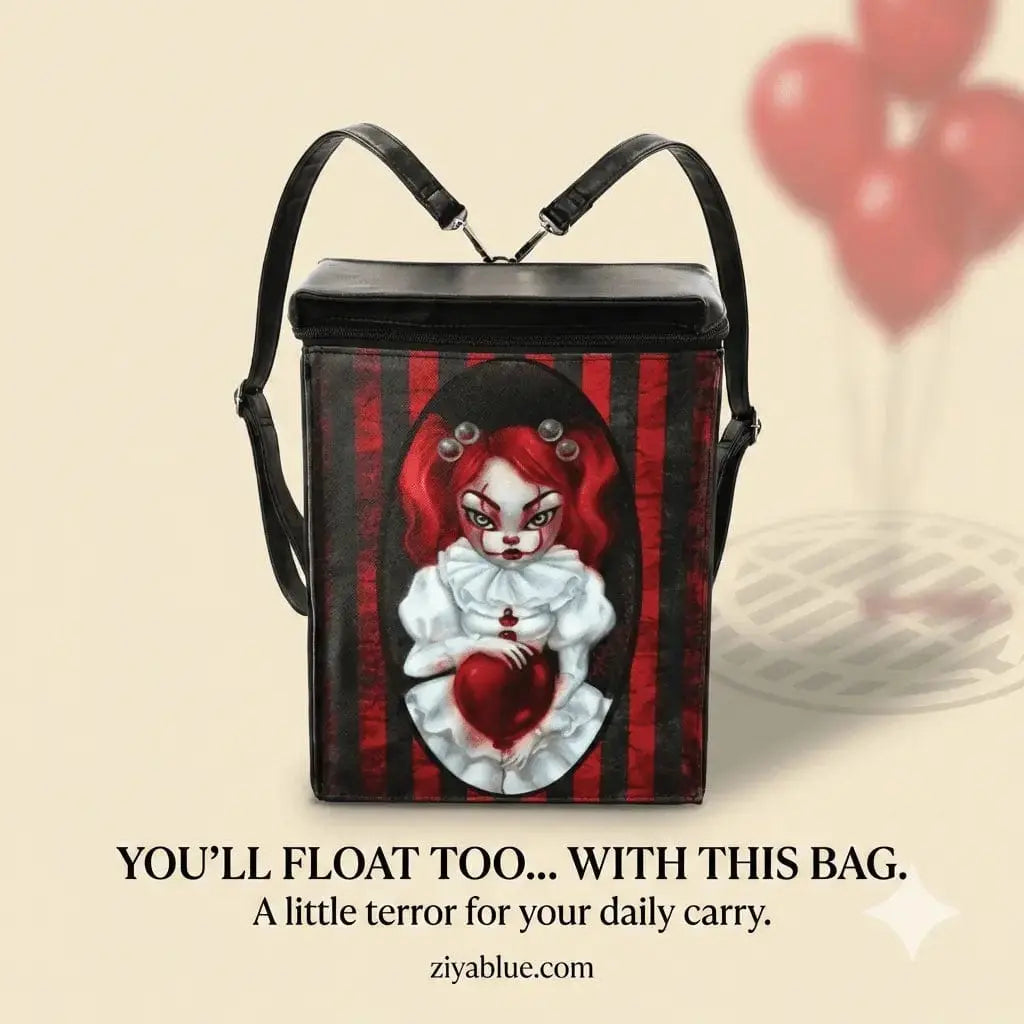 Smiley Clown Girl Mini Backpack | Playful Vinyl Bag COMECO INC Ziya Blue