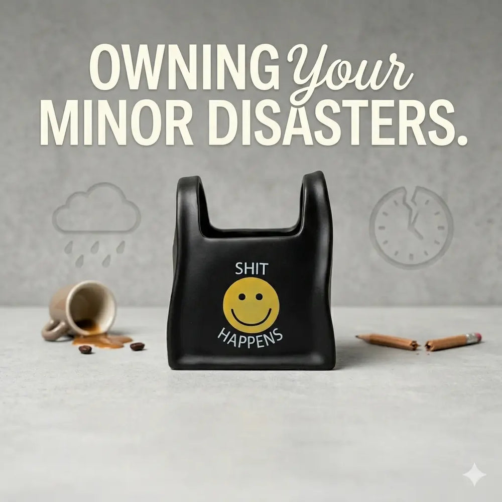 Smiley Face Shopping Bag Planter | Funny "Shit Happens" Pot  Ziya Blue
