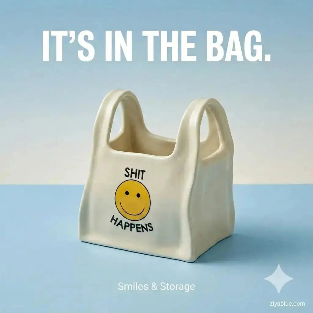Smiley Face Shopping Bag Planter | Funny 
