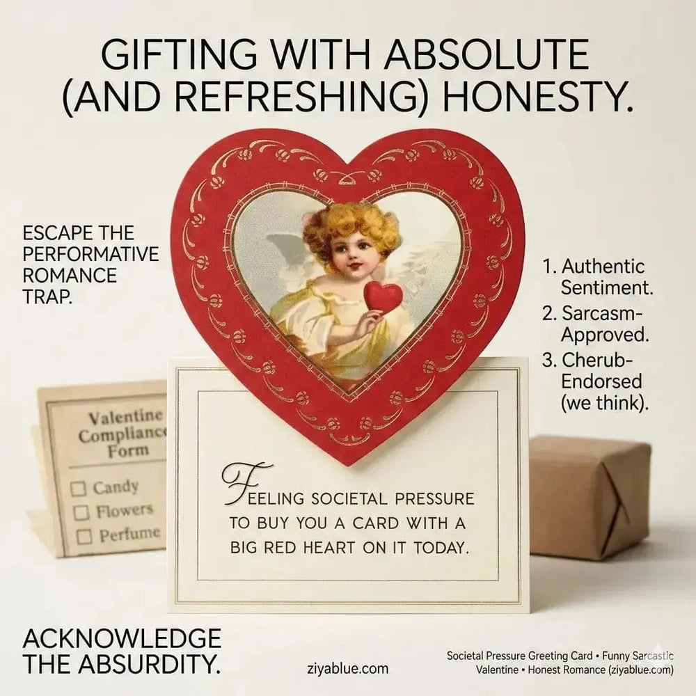 Societal Pressure Greeting Card – Sarcastic Valentine Bad Betty Greeting Co. Ziya Blue