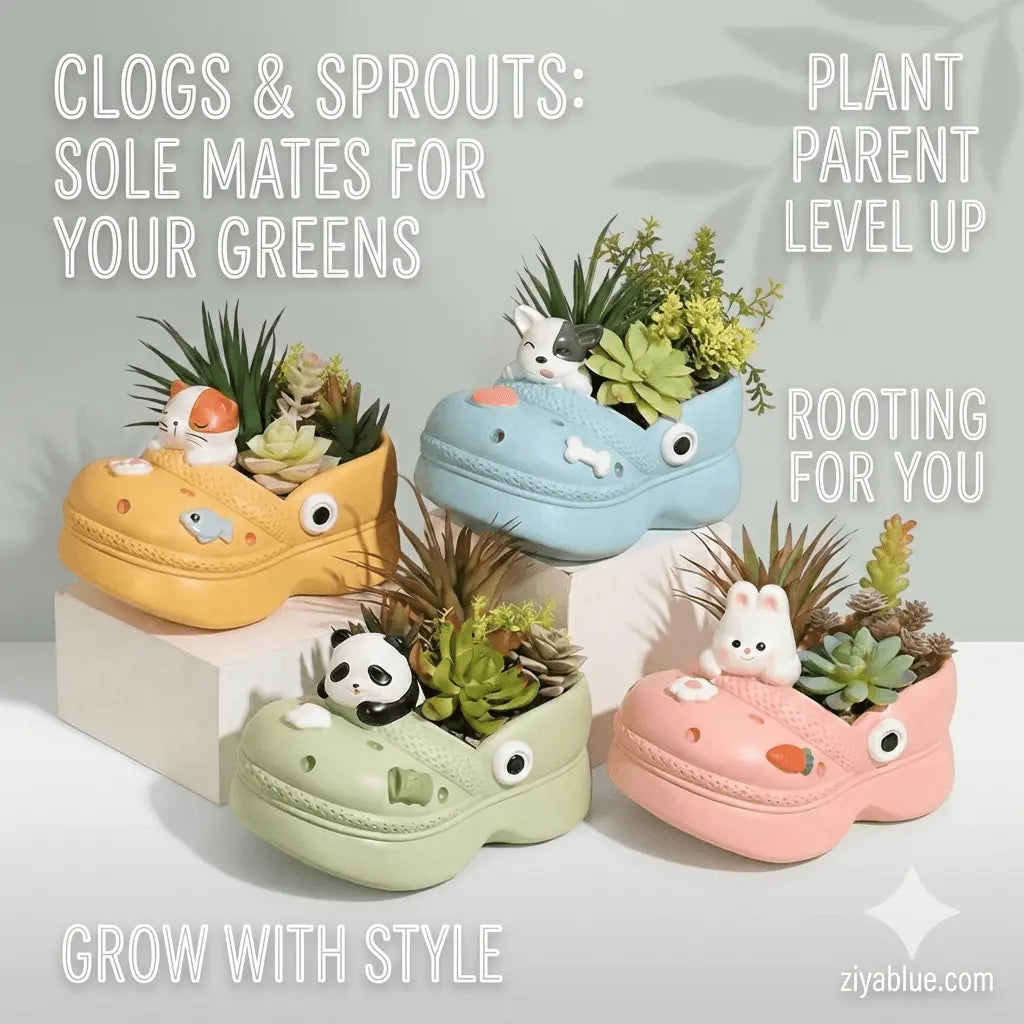 Sole Mates Clog Planter | Animal Shoe Pot (4 Styles) Ziya Blue