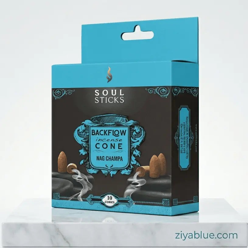Soul Sticks Natural Backflow Incense Cones Designs by Deekay Inc. Ziya Blue