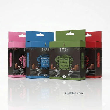 Soul Sticks Natural Backflow Incense Cones Designs by Deekay Inc. Ziya Blue