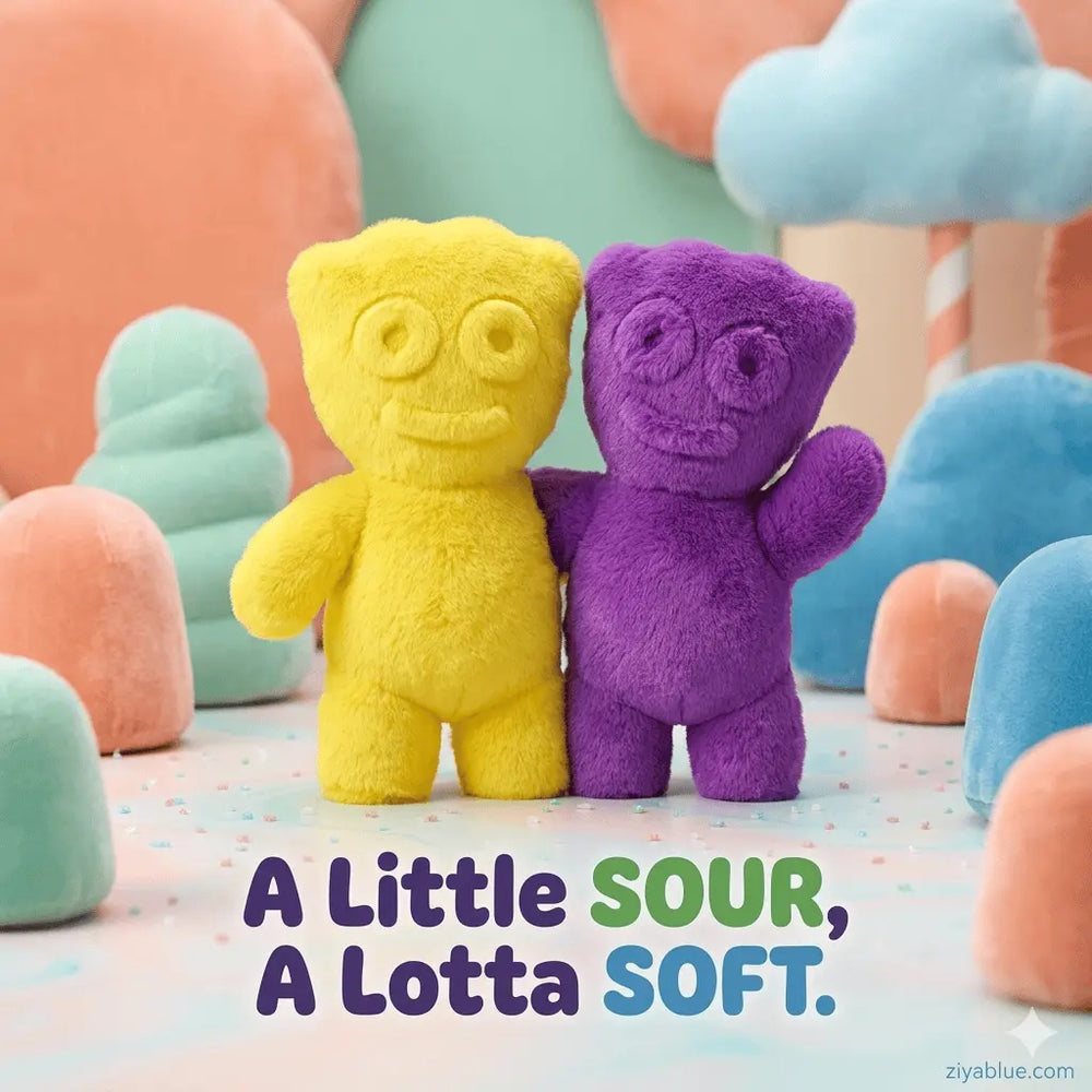 Sour Patch Kids Pillow: Furry Candy Plush Iscream Ziya Blue