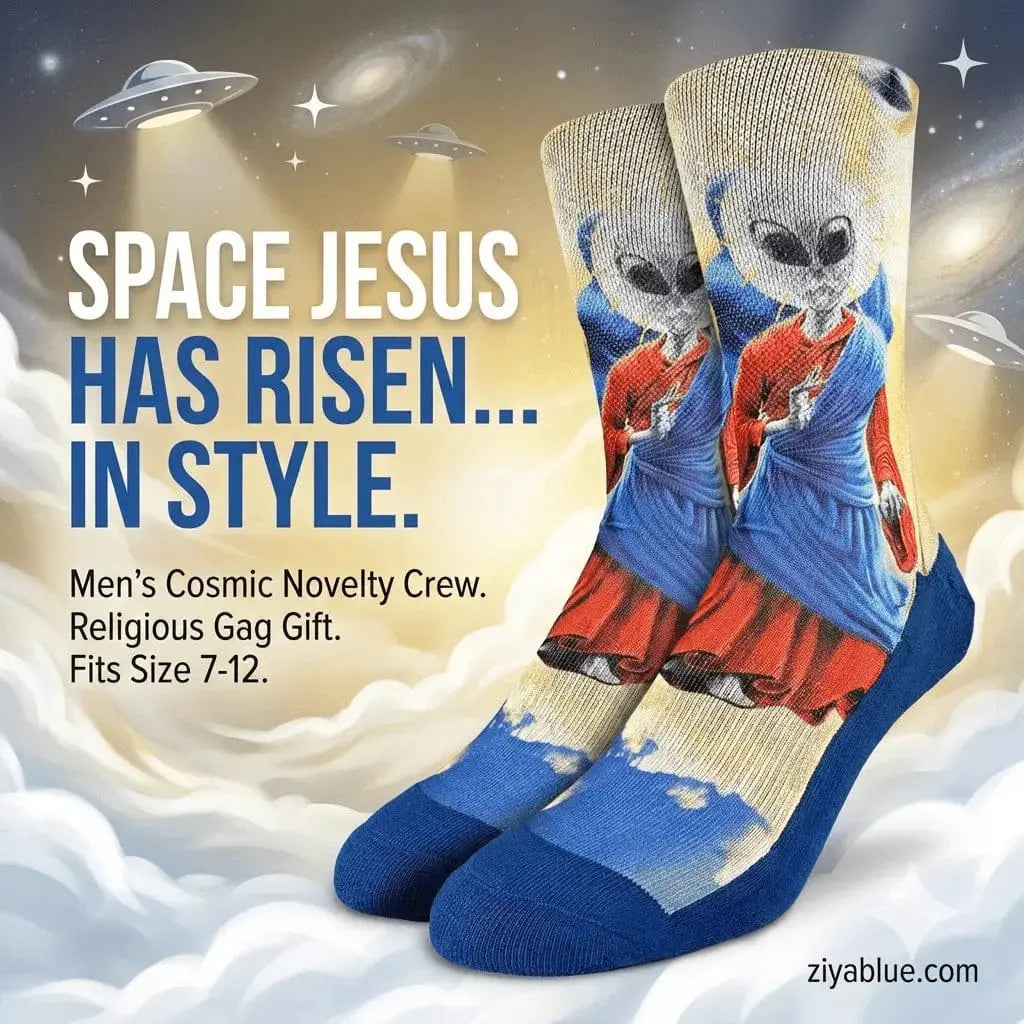 Space Jesus Socks: A Divine Gift Good Luck Sock Ziya Blue