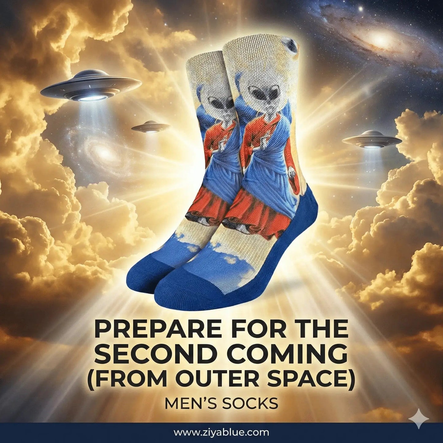 Space Jesus Socks: A Divine Gift Good Luck Sock Ziya Blue