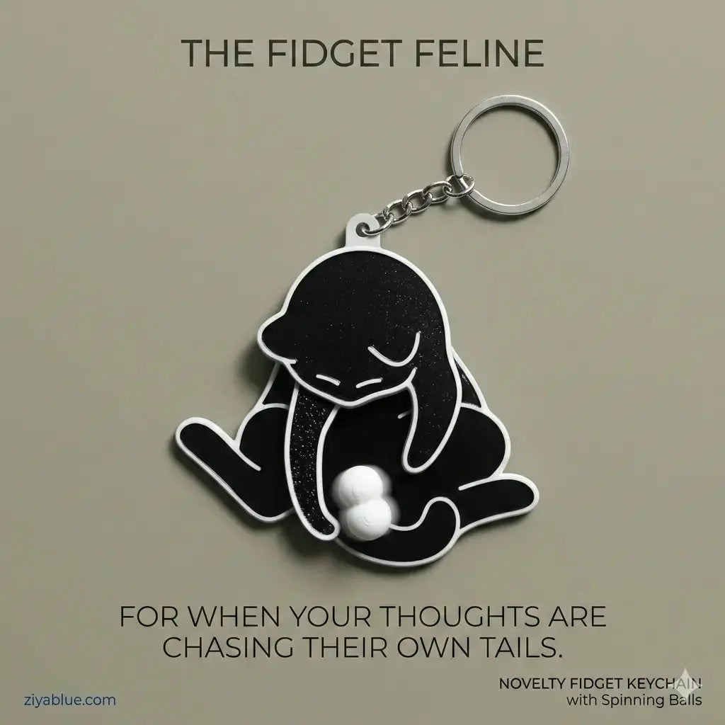 Spinning Cat Fidget Keychain | Rotating Stress Relief Keyring | 2-3