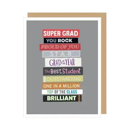 Stack of Books Graduation Card: Proud of You Faire Ziya Blue
