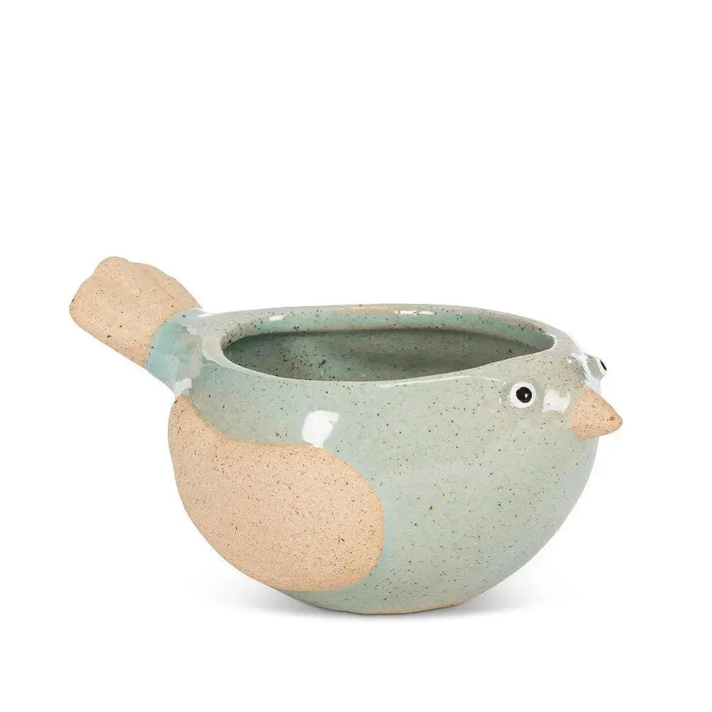 Stoneware Bird Planter - 5" Sculpted Succulent Pot Abbott Ziya Blue