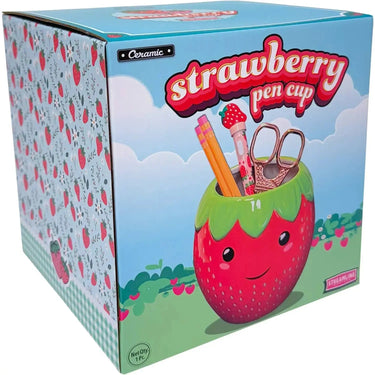 Strawberry Ceramic Pen Cup: The Fruity Desk Storage Streamline Ziya Blue