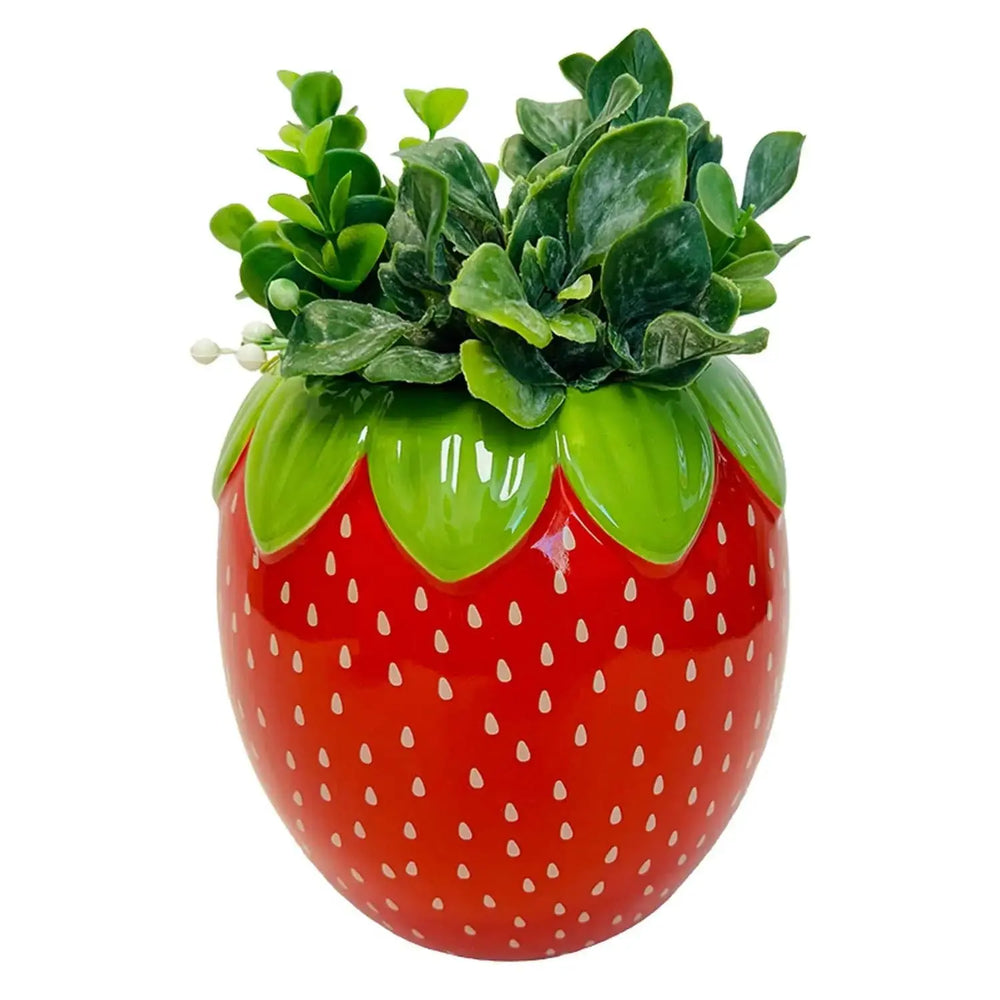 Strawberry Ceramic Planter - Berry Sweet 5.75" Fruit Pot Streamline Ziya Blue