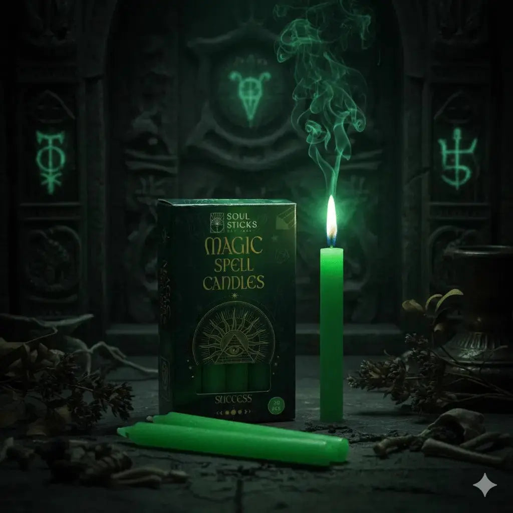 Success Spell Candles: Magic 20-Pack (Light Green) Designs by Deekay Inc. Ziya Blue