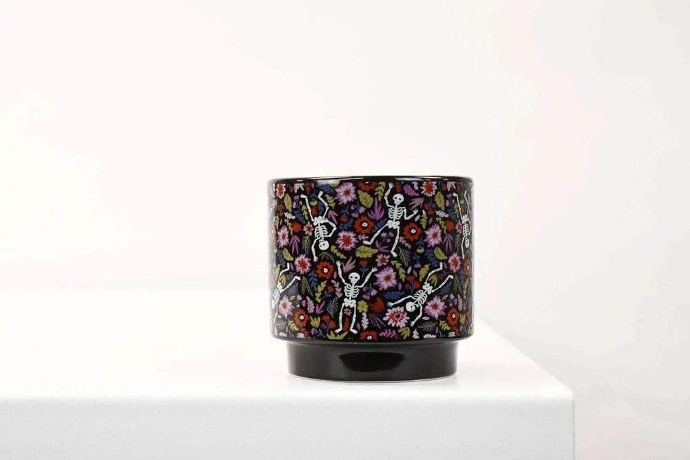 Sugar Skull Ceramic Planter - 3" Day of the Dead Succulent Pot Colasanti Farms Limited Ziya Blue