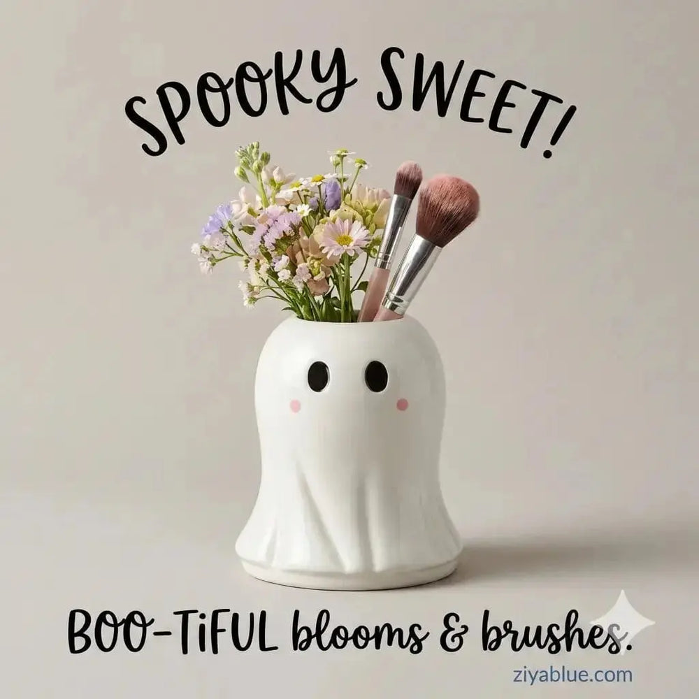 Sweet Ghost Ceramic Vase | Spooky Sweet Floral Decor Something Different Ziya Blue