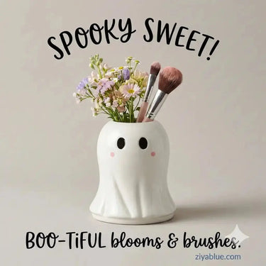 Sweet Ghost Ceramic Vase | Spooky Sweet Floral Decor Something Different Ziya Blue