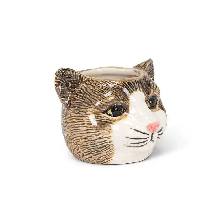 Tabby Cat Succulent Planter - 3" Ceramic Feline Pot Abbott Ziya Blue