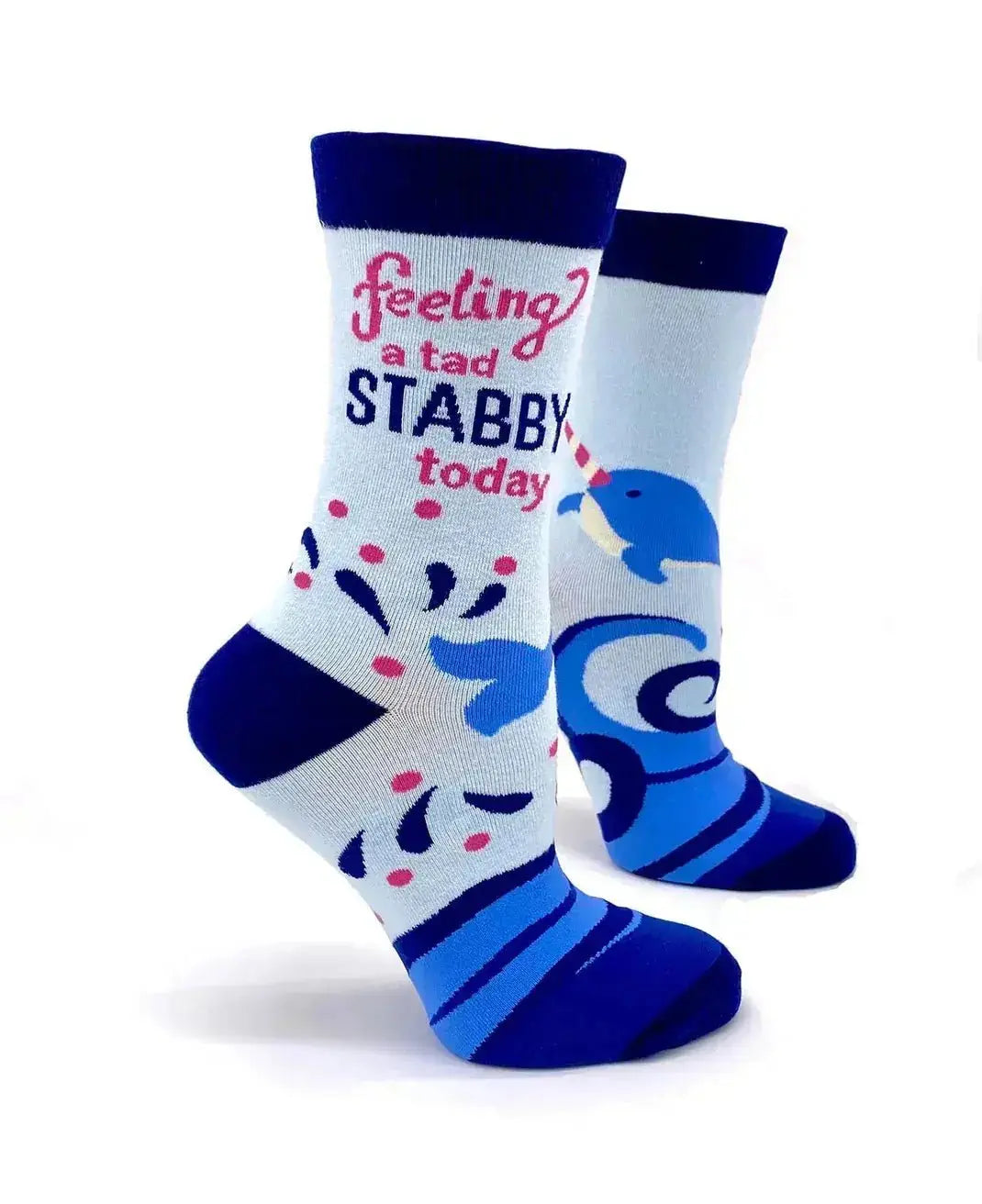 Tad Stabby Narwhal Socks: Funny Womens Crew Fabdaz Ziya Blue